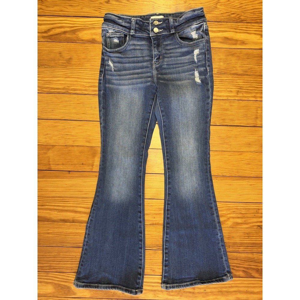 BKE Girls Youth Bootcut Flare Jeans 14S Medium Wash Adjustable Stretch Mini Andi